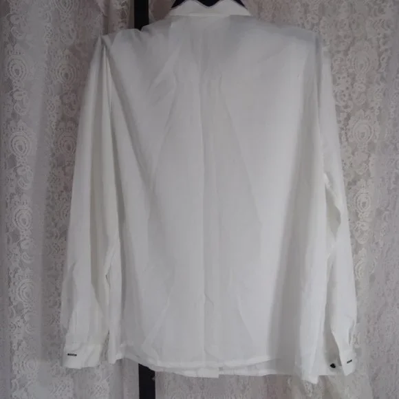 Claudia Richards, Classic Dressy Blouse, White Black, Size 10 - Picture 3 of 4
